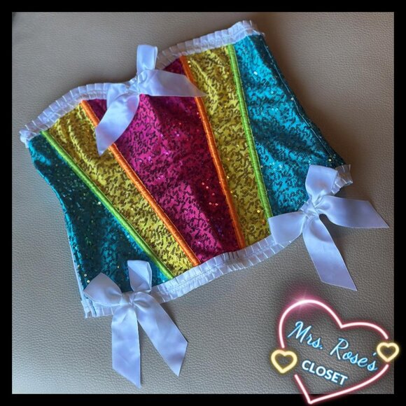 BS Lingerie Sequin Rainbow Corset 28 Inches Cinched - Picture 1 of 6